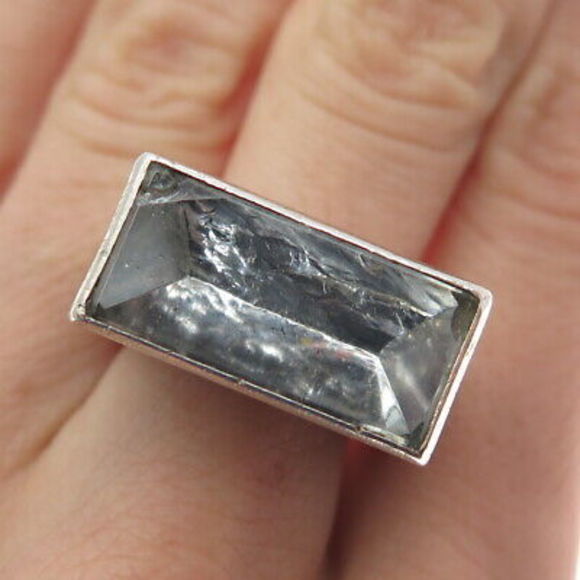 MARIELLA PILATO 925 Sterling Silver Vintage Hewn Crystal...